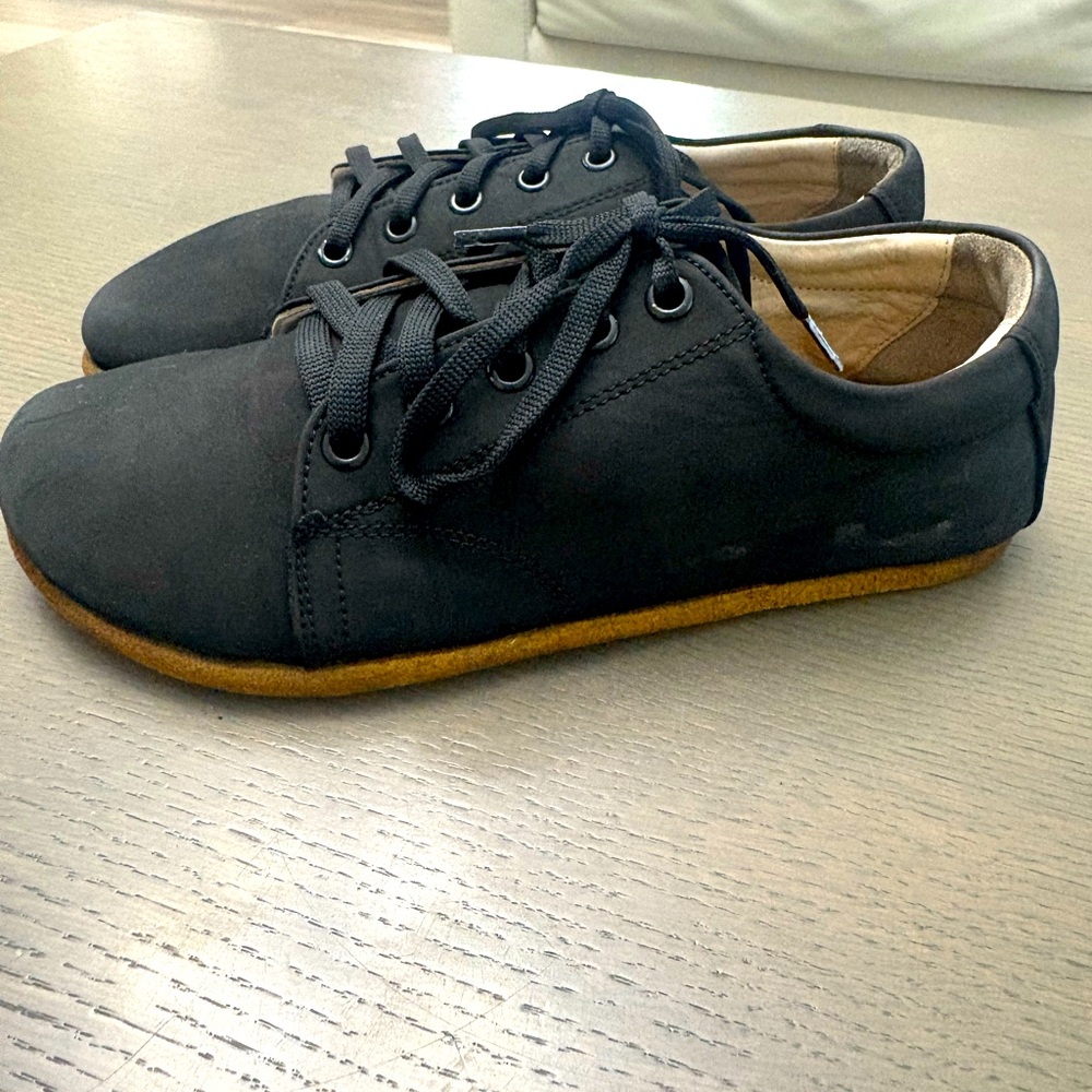 Aintap Black Oxford Wide Barefoot Nubuck Leather Handmade Shoes Size 39/8